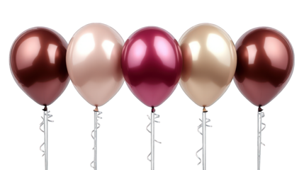 pink gold silver brown beige balloons isolated on white background