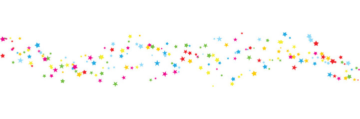 Colorful stars confetti on transparent or white background.