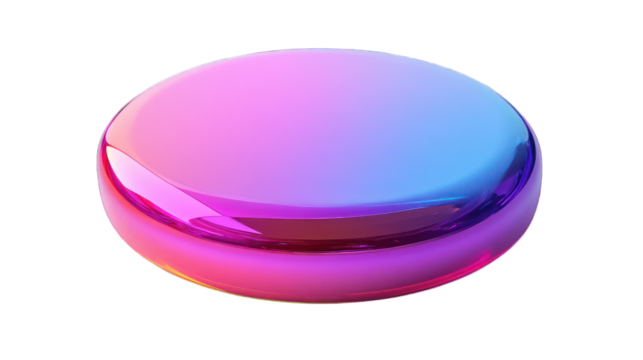 pink gradient coin fluid holographic Iridescent 3d render icon isolated on white background