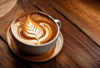 intricate close latte art textured ceramic mug showcasing detailed foam patterns rich coffee color shades, drink, beverage, swirl, design, cafe, cappuccino