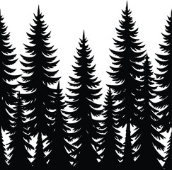 Fototapeta premium Vector silhouette Fir trees 