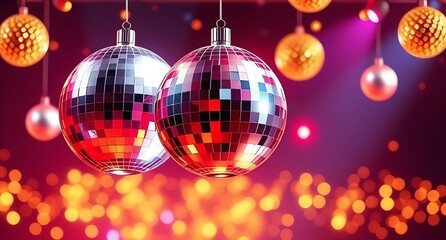 Fototapeta premium disco ball with disco lights