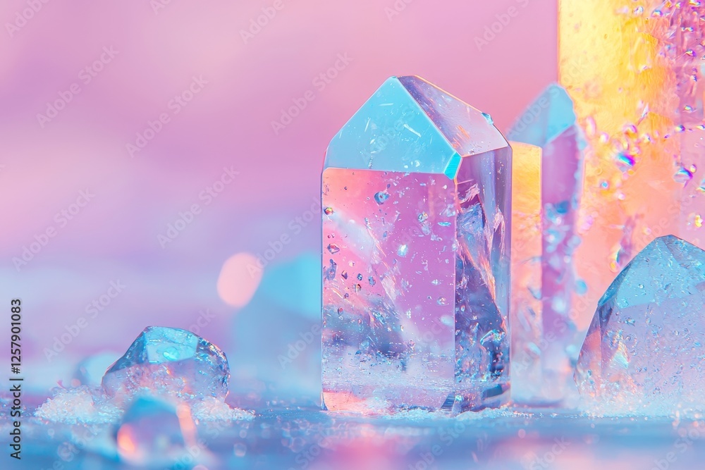 Poster abstract holographic trendy background with a magical bokeh overlay or a design element