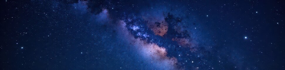 Naklejka premium Night sky, Milky Way galaxy with stars, our solar system , planets, light years
