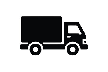 Black delivery truck icon vector.Fast shipping delivery truck flat vector on white background for transportation apps and website.