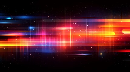 Obraz premium Abstract Red Orange Blue Light Streaks and Grid