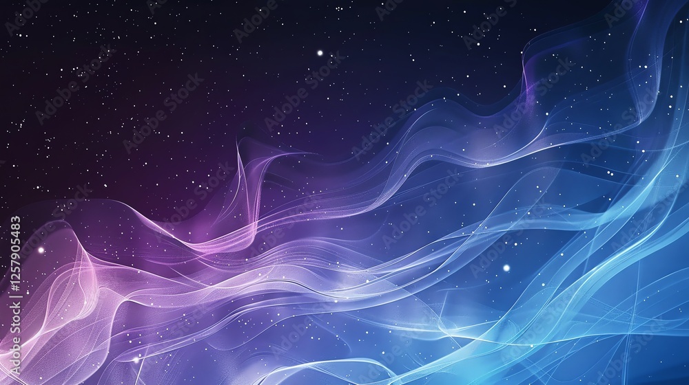 Poster abstract background with flowing lines of light and glitter.