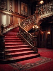 Red carpeted staircase