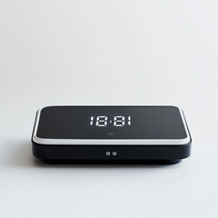 Digital Alarm Clock with Modern Sleek Design on a White Background