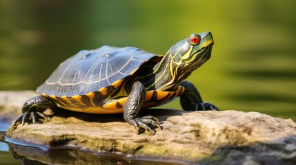 Naklejka premium aquatic red eared slider