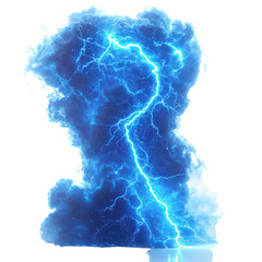orange blue electric lightning isolated on transparent background