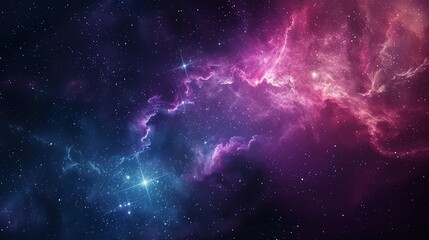 Fototapeta premium A cosmic background with pink and blue nebulae, and scattered stars.