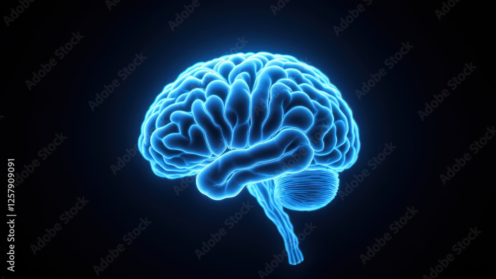 Poster a 3d rendering of an ai-generated human brain, representing artificial intelligence capabilities.