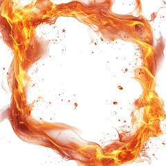 orange hot fire frame border isolated on transparent background