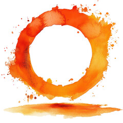 orange watercolor stain in ring shape isolated on transparent background
