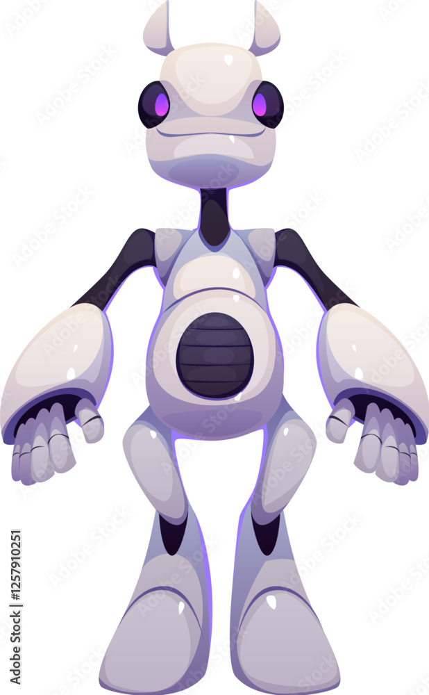 Poster cartoon futuristic robot character or digital mascot of cyber animal, vector personage. cartoon toy 