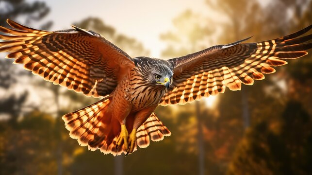 bird red shouldered hawk