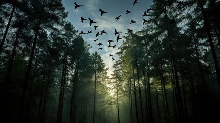 geese trees with birds