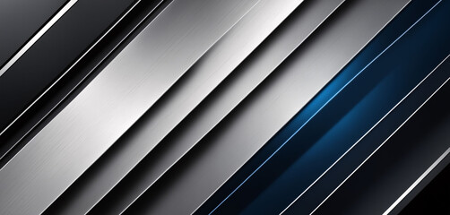 Obraz premium Modern gray and blue 3D background with metallic silver and blue diagonal lines