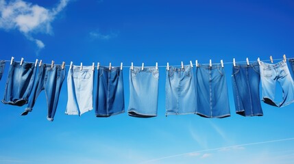 clothesline blue jeans background