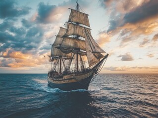 Fototapeta premium Sailboat on Ocean Sunset