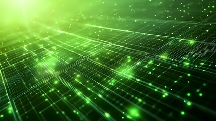 Obraz premium Eco-Friendly Tech Background with Green Energy Elements and Circuit Board Patterns