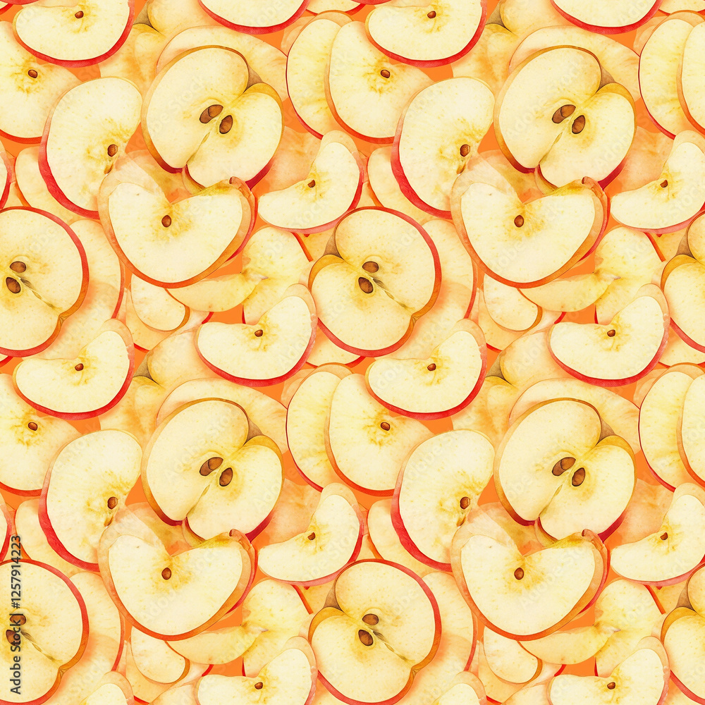 Poster delightful seamless pattern of fresh apple slices with vibrant color