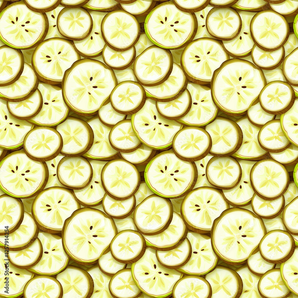 Poster sliced cucumbers create a fresh and vibrant background pattern