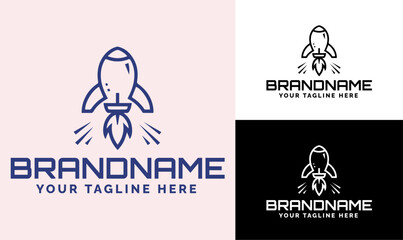 Modern Rocket Startup Logo Design Template for Tech, Space, and Innovation Brands