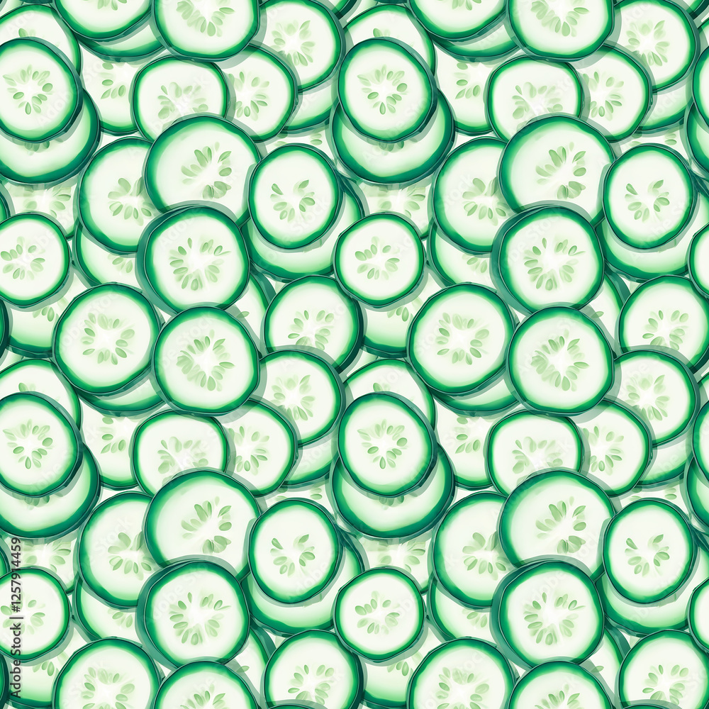 Poster fresh cucumber slices create a vibrant and seamless pattern