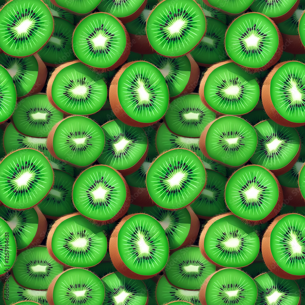 Poster vibrant display of kiwi fruit in a seamless pattern design