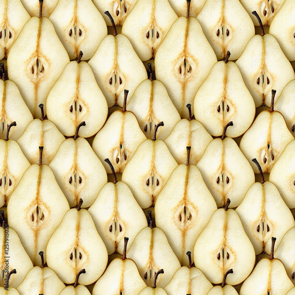 Poster intricate pattern of sliced pears creating a vibrant texture