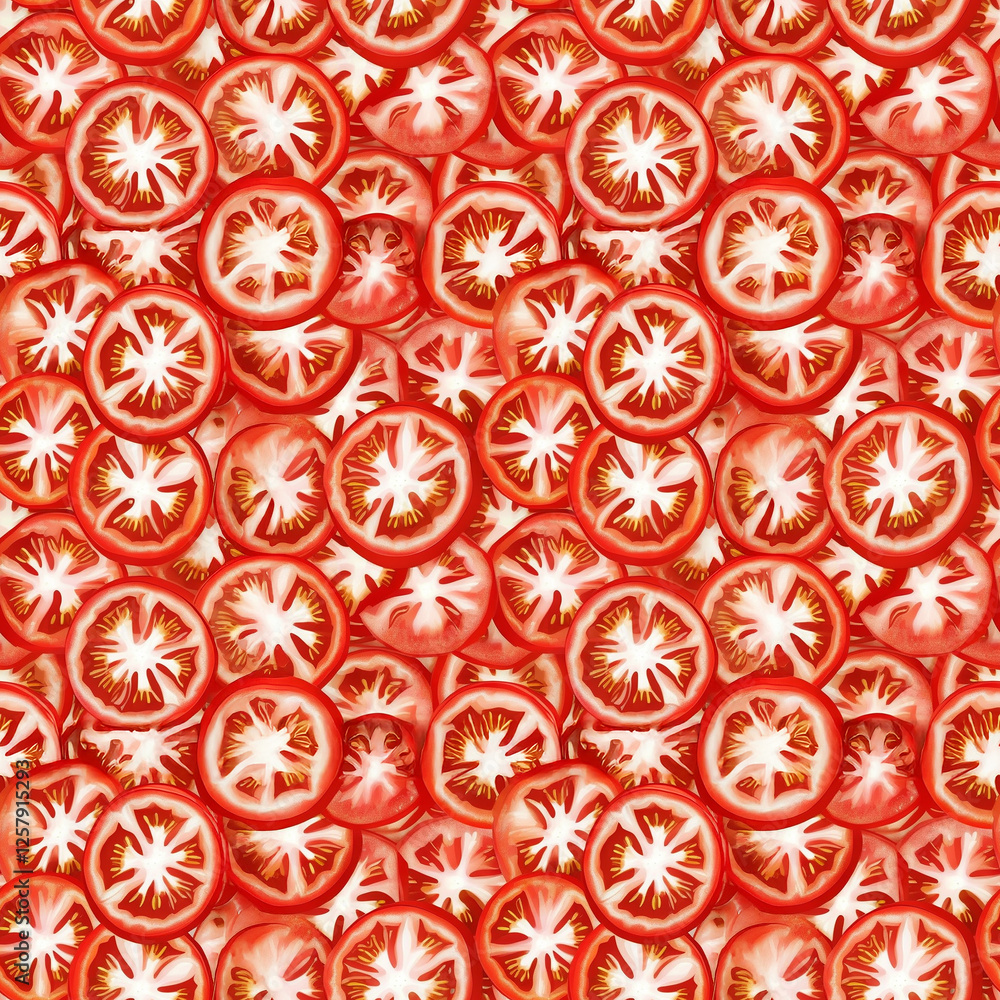 Poster vibrant display of fresh tomatoes arranged in a seamless pattern