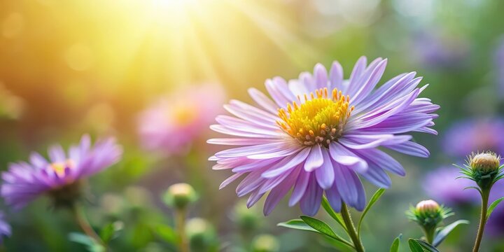 Aster flower detail with delicate petals and soft summer light effects, summer, nature,  summer, nature, garden