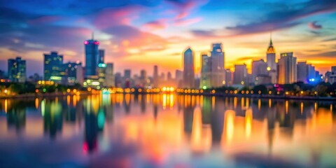 Fototapeta premium Softly Blurred Cityscape at Dusk , colorful gradient, urban scene