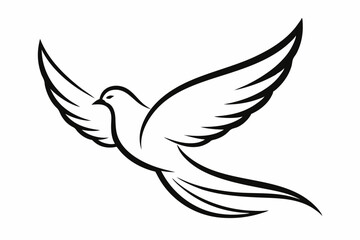 Obraz premium One-Line Pigeon in Flight – Elegant Black Silhouette Vector Icon, pigeon symbol Of silhouette vector illustration.