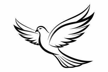One-Line Pigeon in Flight – Elegant Black Silhouette Vector Icon, pigeon symbol Of  silhouette  vector  illustration.