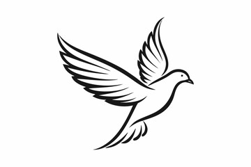 One-Line Pigeon in Flight – Elegant Black Silhouette Vector Icon, pigeon symbol Of  silhouette  vector  illustration.
