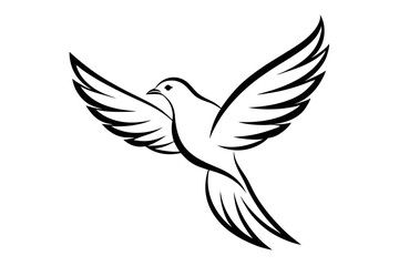One-Line Pigeon in Flight – Elegant Black Silhouette Vector Icon, pigeon symbol Of  silhouette  vector  illustration.