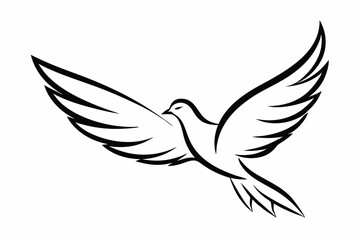 One-Line Pigeon in Flight – Elegant Black Silhouette Vector Icon, pigeon symbol Of  silhouette  vector  illustration.