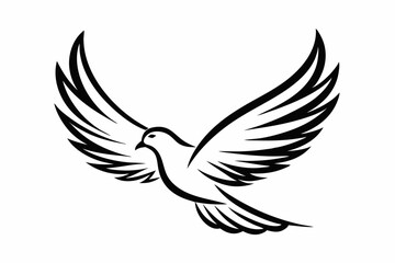 One-Line Pigeon in Flight – Elegant Black Silhouette Vector Icon, pigeon symbol Of  silhouette  vector  illustration.