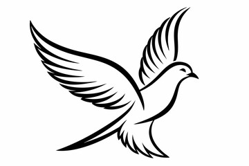 One-Line Pigeon in Flight – Elegant Black Silhouette Vector Icon, pigeon symbol Of  silhouette  vector  illustration.