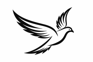 One-Line Pigeon in Flight – Elegant Black Silhouette Vector Icon, pigeon symbol Of  silhouette  vector  illustration.