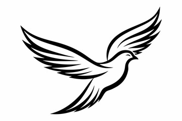One-Line Pigeon in Flight – Elegant Black Silhouette Vector Icon, pigeon symbol Of  silhouette  vector  illustration.