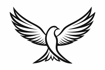 One-Line Pigeon in Flight – Elegant Black Silhouette Vector Icon, pigeon symbol Of  silhouette  vector  illustration.