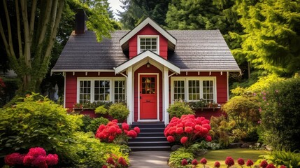 picturesque red door house