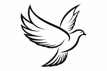 One-Line Pigeon in Flight – Elegant Black Silhouette Vector Icon, pigeon symbol Of  silhouette  vector  illustration.
