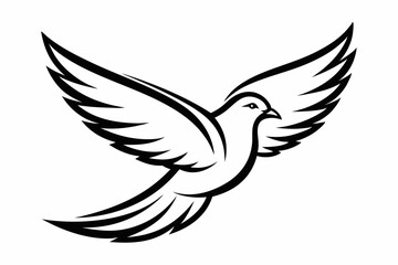 One-Line Pigeon in Flight – Elegant Black Silhouette Vector Icon, pigeon symbol Of  silhouette  vector  illustration.
