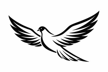 One-Line Pigeon in Flight – Elegant Black Silhouette Vector Icon, pigeon symbol Of  silhouette  vector  illustration.