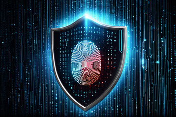 A glowing shield with binary code, symbolizing data security in cyberspace